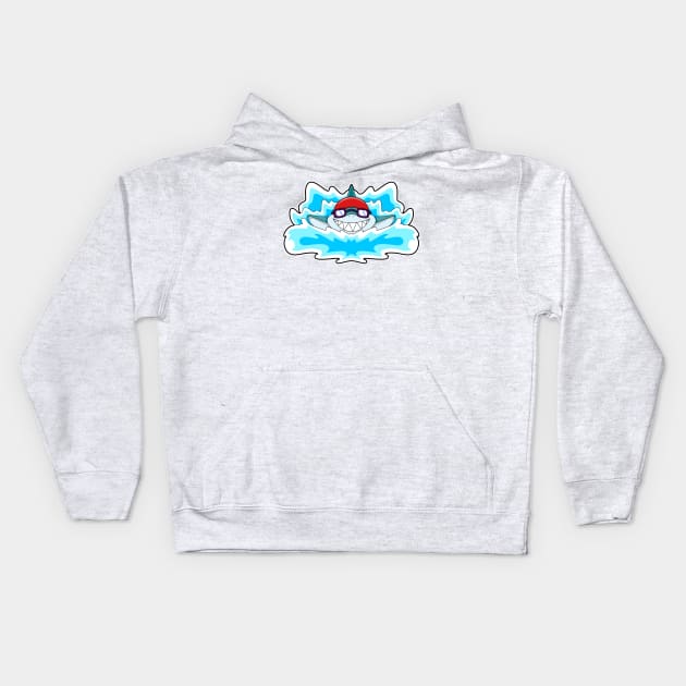 Shark at Swimming with Swimming goggles Kids Hoodie by Markus Schnabel